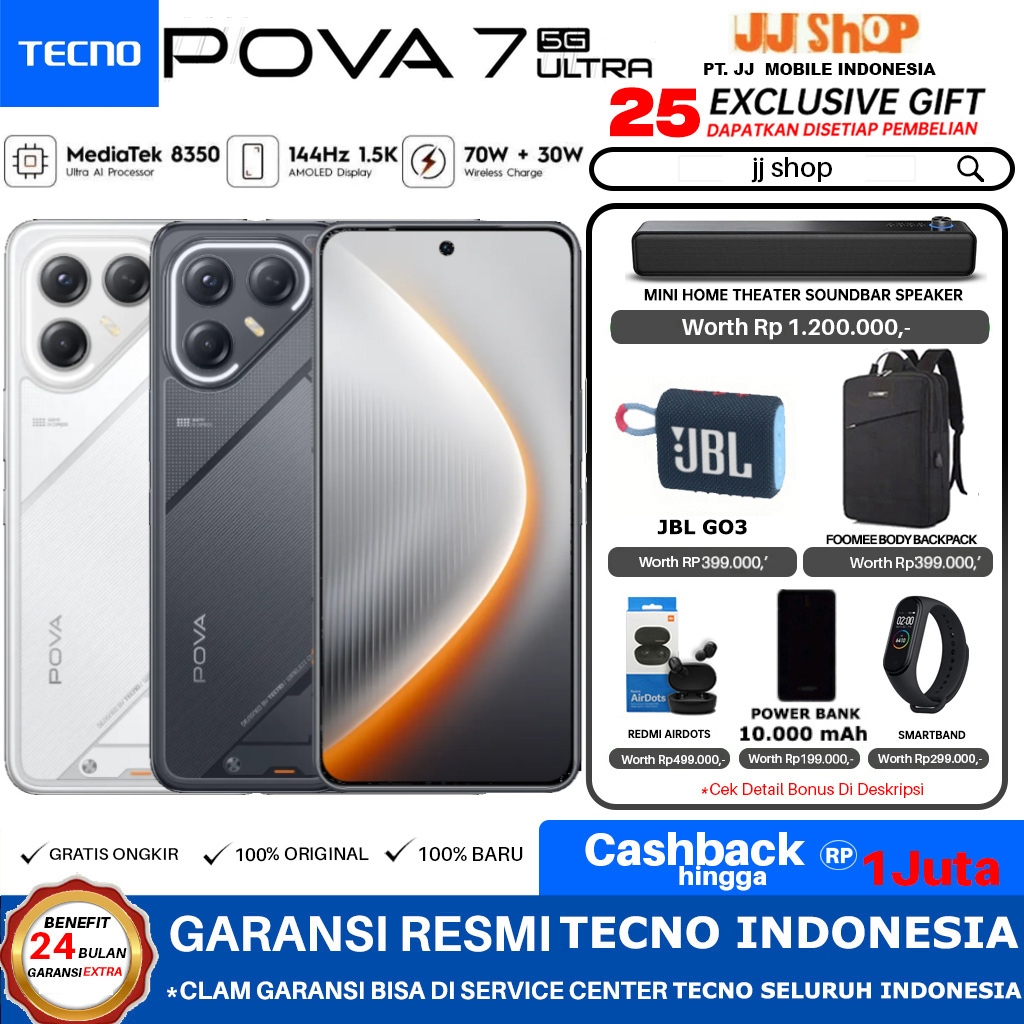 Jual TECNO POVA 7 ULTRA 5G 12/256 GB RAM 12GB ROM 256GB GARANSI RESMI | Shopee Indonesia