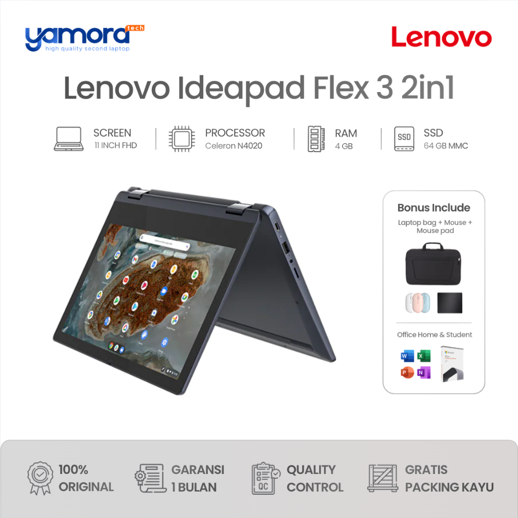 Jual Lenovo Ideapad Flex 3 Chromebook 11IGL05 | Touchscreen Flip 2 in 1 | Shopee Indonesia
