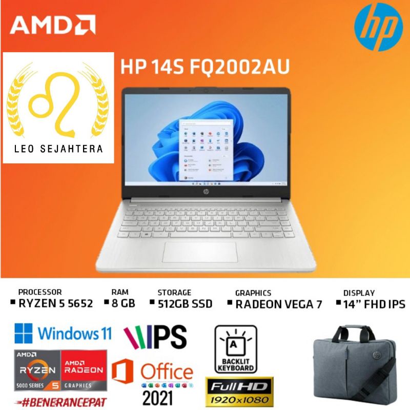Jual HP 14s Ryzen 5 ram 8gb SSD 512GB vga 2gb Layar 14 inchi FHD garansi resmi HP Indonesia 2 tahun | Shopee Indonesia