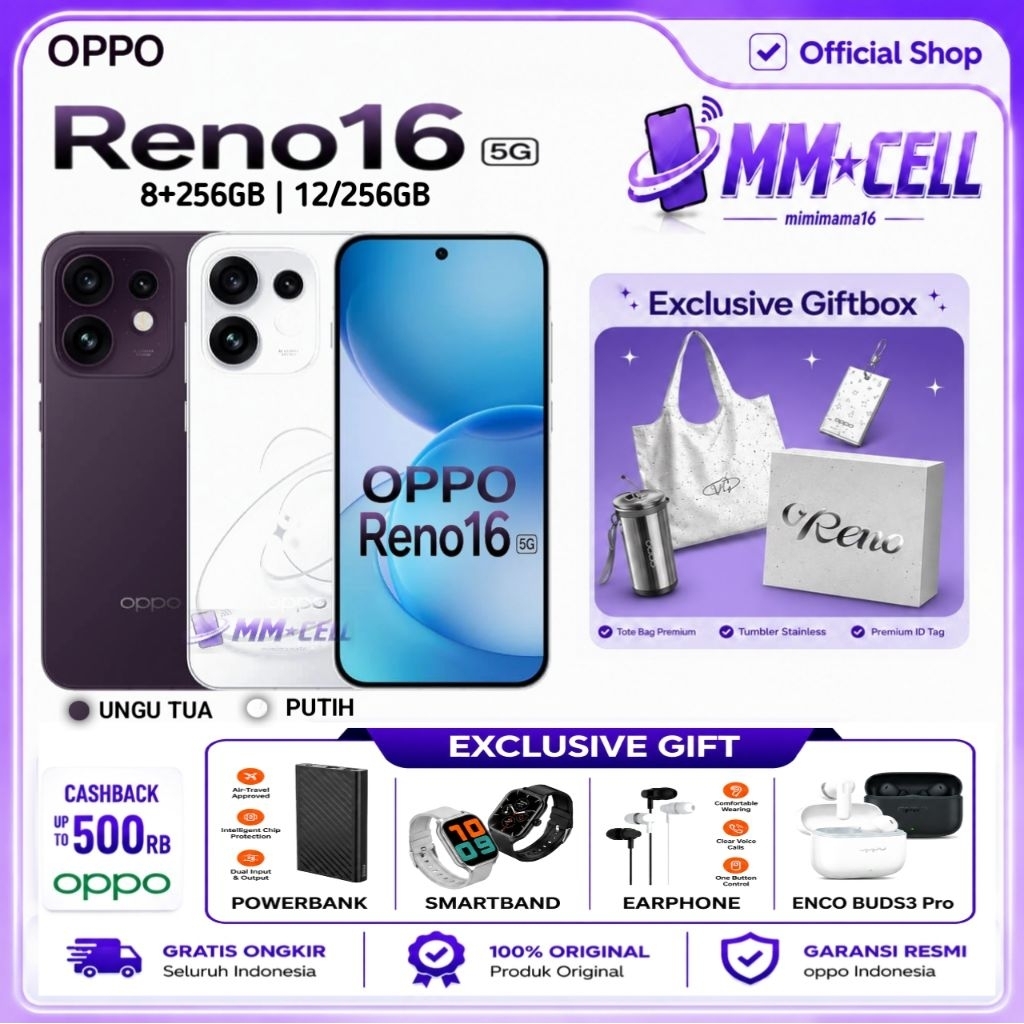 Jual OPPO RENO 16 5G RAM [8+256GB | 12+256GB] OPPO RENO GARANSI RESMI OPPO INDONESIA | Shopee Indonesia