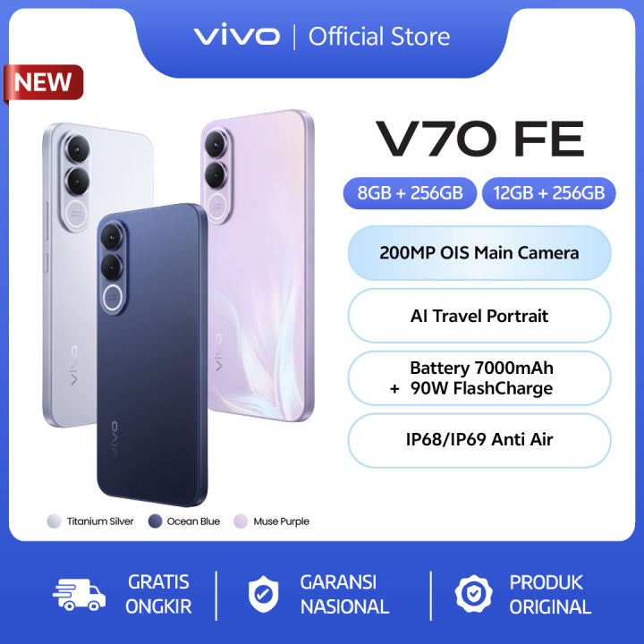 [NEW LAUNCH] vivo V70FE 5G 200MP OIS Main Camera, AI Travel Portrait, 7000mAH + 90W FlashCharge, IP68+IP69 Water Resistance, OriginOS 6.0 | Lazada Indonesia