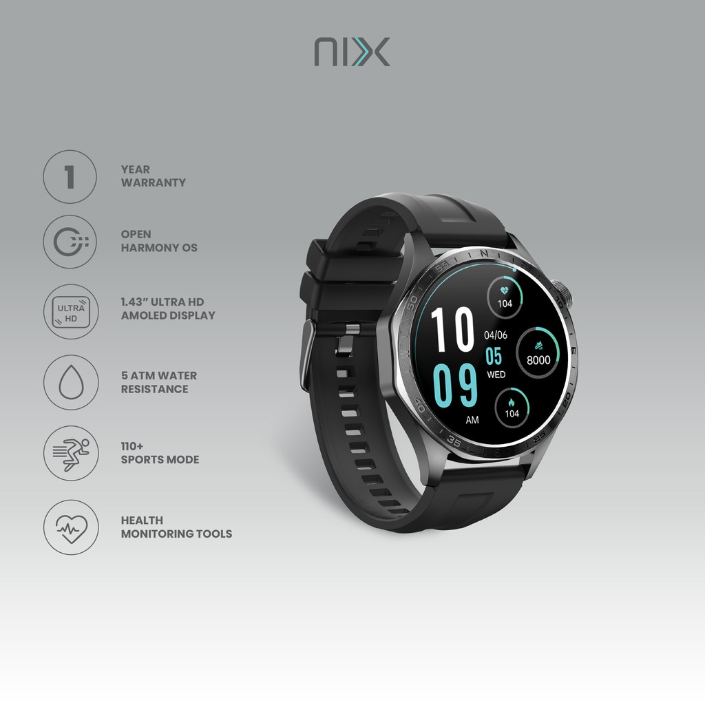 Jual NIX Chron Smartwatch AMOLED Display - Bluetooth Calling GPS and Health Monitoring | Shopee Indonesia