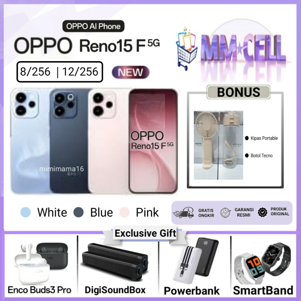 Jual OPPO RENO 15F 5G RAM 8/256 | RENO 15 F 5G 12/256 GB GARANSI RESMI OPPO INDONESIA | Shopee Indonesia
