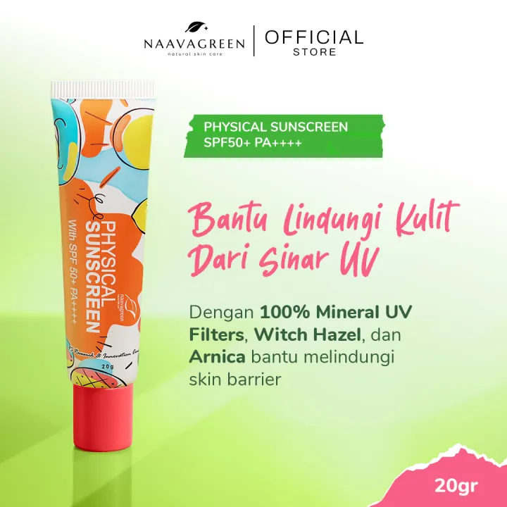 Naavagreen Physical Sunscreen SPF 50+ PA++++ untuk Melindungi Kulit Wajah dari Sinar Matahari | Lazada Indonesia