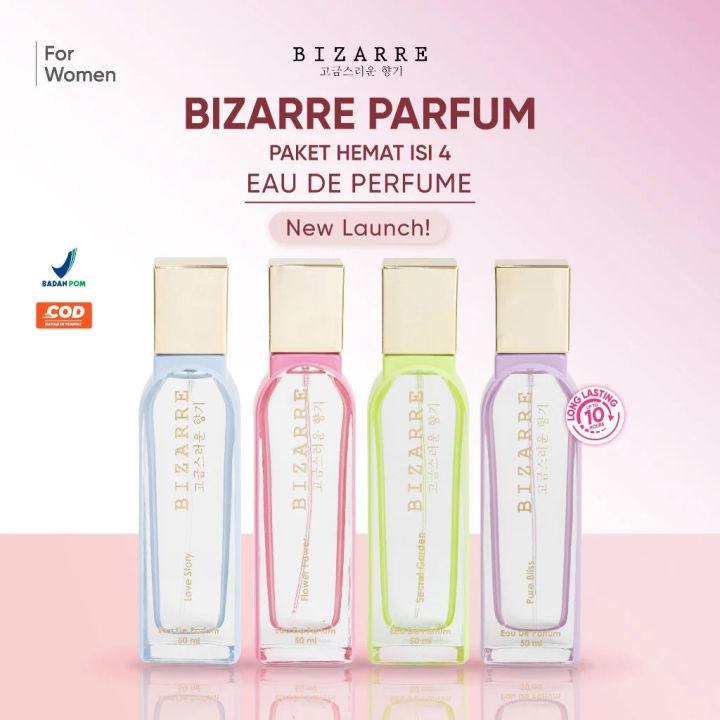 BIZARRE Eau De Perfume 50 mL | Flower Power | Love Story | Secret Garden | Pure Bliss | Parfum Unisex | Lazada Indonesia
