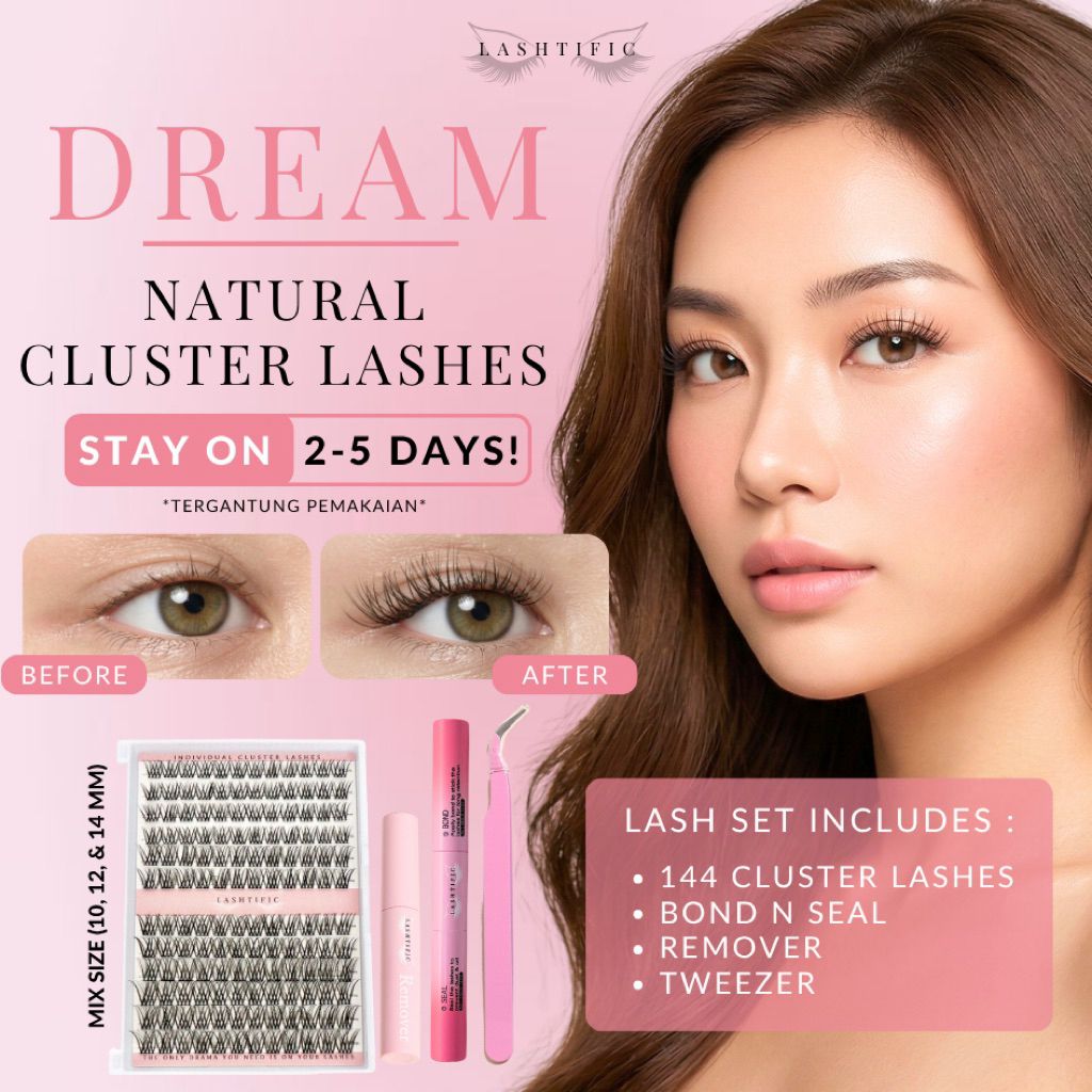 Jual [BUNDLING] LASHTIFIC Bulu mata palsu Dream W55 Individual Lashes False Lashes 10-14mm | Set | Lem + Remover | Shopee Indonesia
