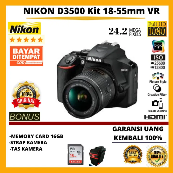 NIKON D3500 KIT 18-55MM VR WIFI FREE ACCESORIES KAMERA