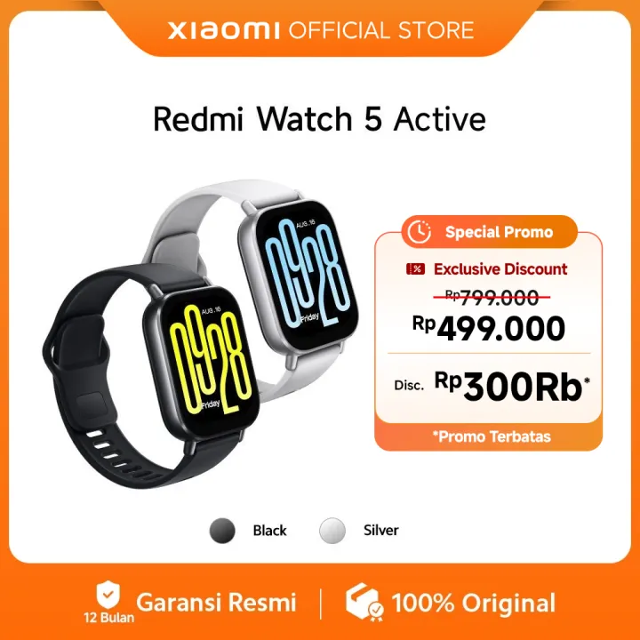 Xiaomi Redmi Watch 5 Active | 2.0" LCD Display | 140+ mode olahraga | Baterai hingga 18 hari | Lazada Indonesia
