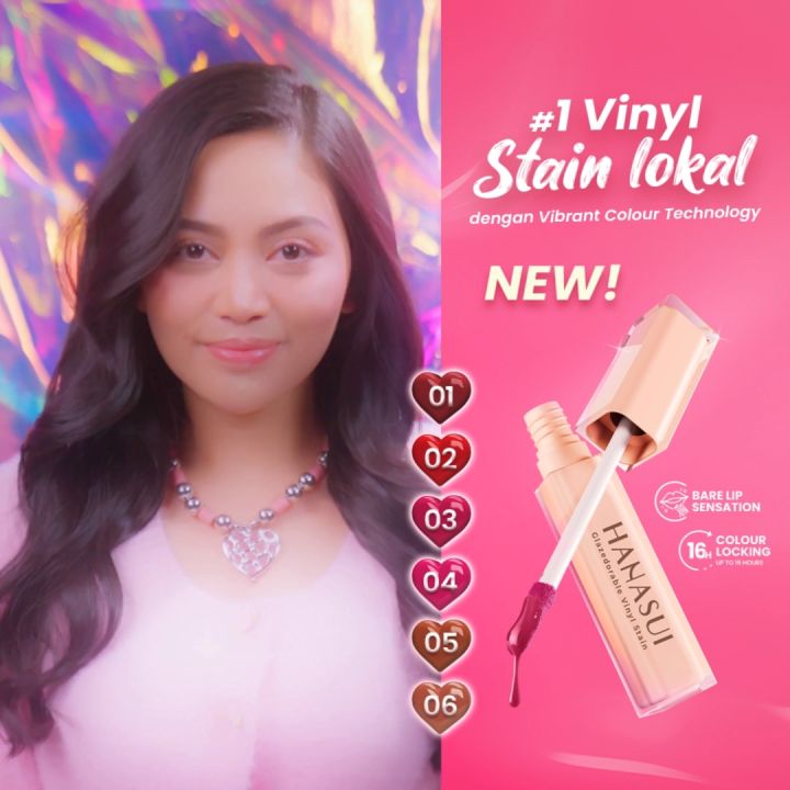 Hanasui Glazedorable Vinyl Stain - Plumpy Glazed Lips Vibrant Colour Technology Hydrating Moisturizing Melembabkan Tahan Lama