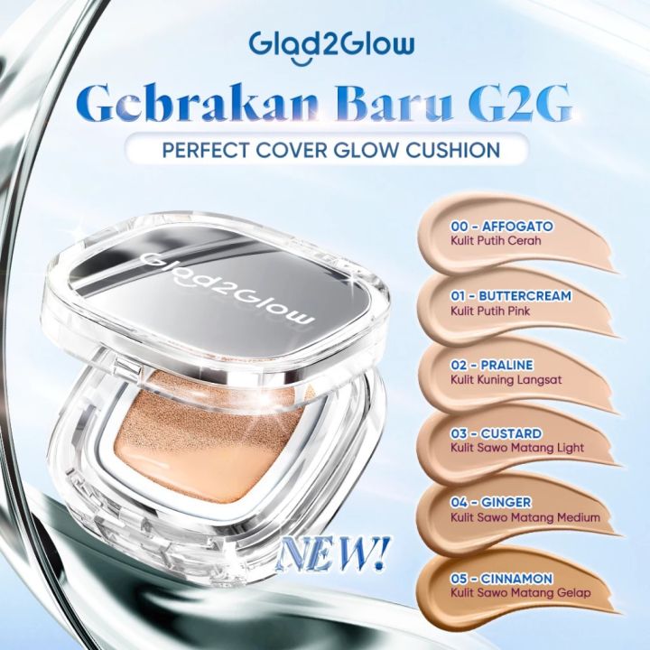 G2G Cushion Putih | Glad2Glow Perfect Cover Glow Cushion Foundation High Coverage Glowing Tahan Lama 12 Jam Waterproof | Lazada Indonesia