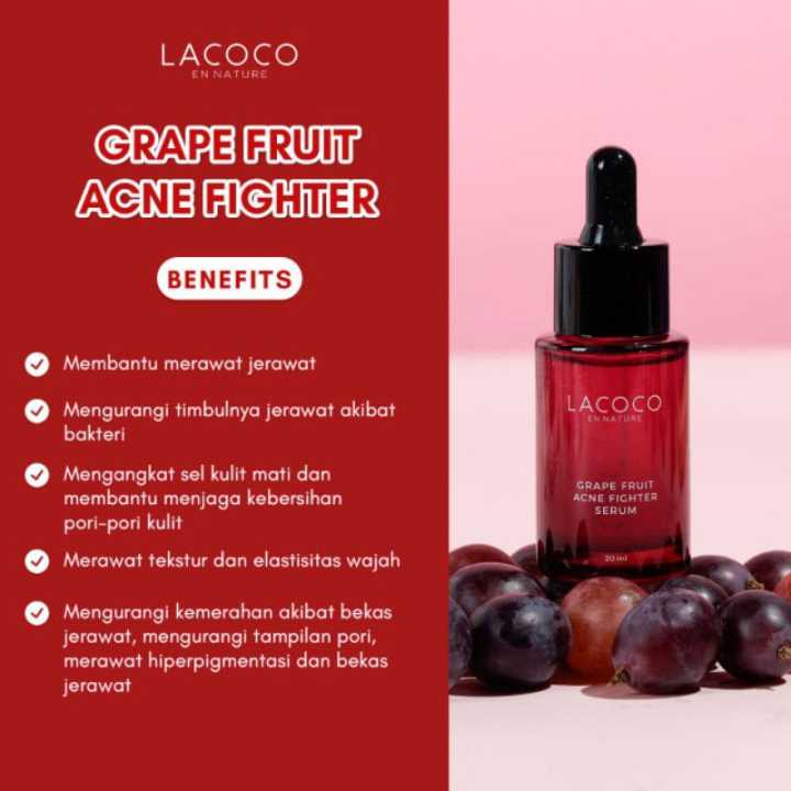 Lacoco Grape Fruit Acne Fighter Serum 20ml / TERMURAH Lacoco Grape Fruit Acne Fighter Serum -