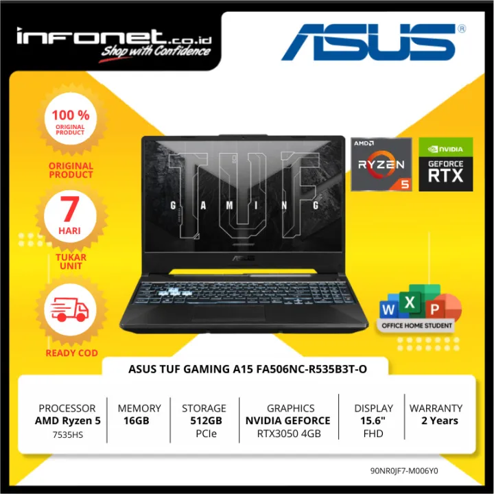 ASUS TUF GAMING A15 FA506NC RYZEN 5 7535HS 16GB 512GB RTX3050 15.6 W11 | Lazada Indonesia