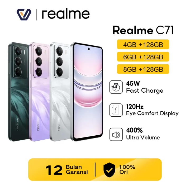 Official Realme C71 4+128GB/6+128GB/8+128GB - 45W Fast Charge | 120Hz Eye Comfort Display | 400% Ultra Volume | Lazada Indonesia