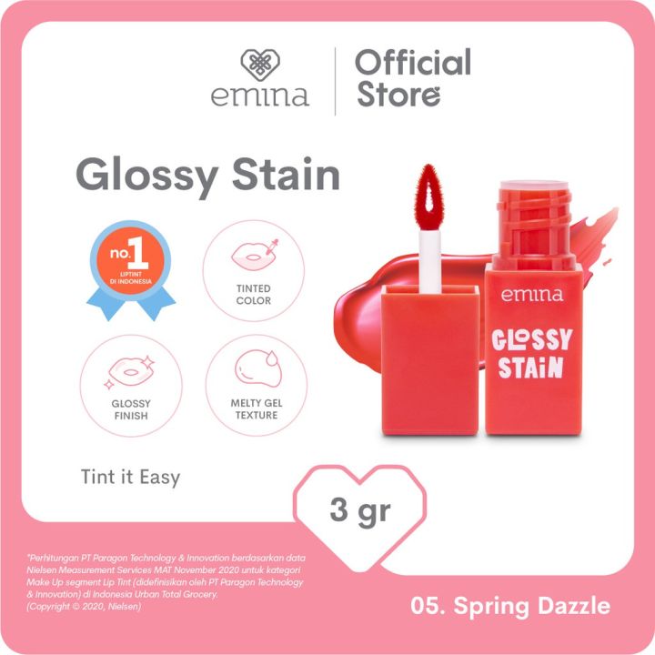 Emina Glossy Stain 3 g - Lip Tint Bibir Glossy Finish Melembabkan