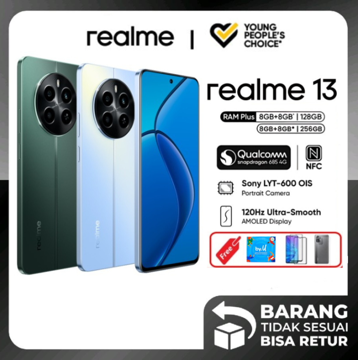 Realme 13 4G 8/256GB NFC MResmi - Layar 6.67 Inci, RAM 8+8GB, ROM 128/256 GB - blue | Lazada Indonesia