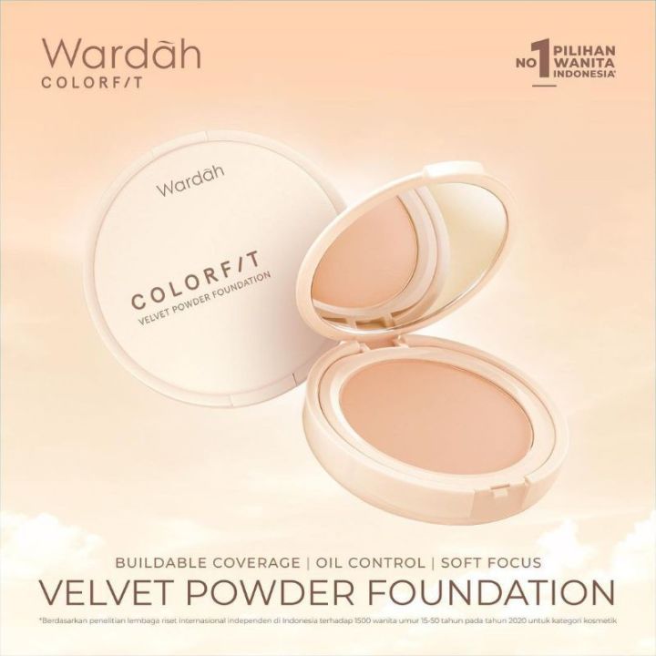 WARDAH COLORFIT Velvet Powder Foundation SPF 20 PA+++ | Wardah Colorfit Bedak