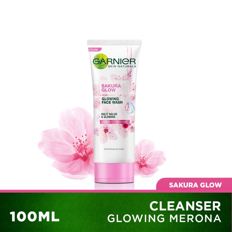 Jual Garnier Sakura Glow Glowing Face Wash Facial Cleanser 100ml | Shopee Indonesia