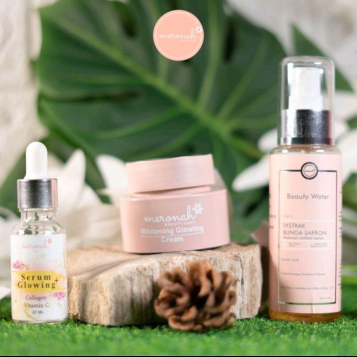 Paket Meronah Glowing Cream beauty care ( cream + serum + beauty water) Free Pencil alis implora