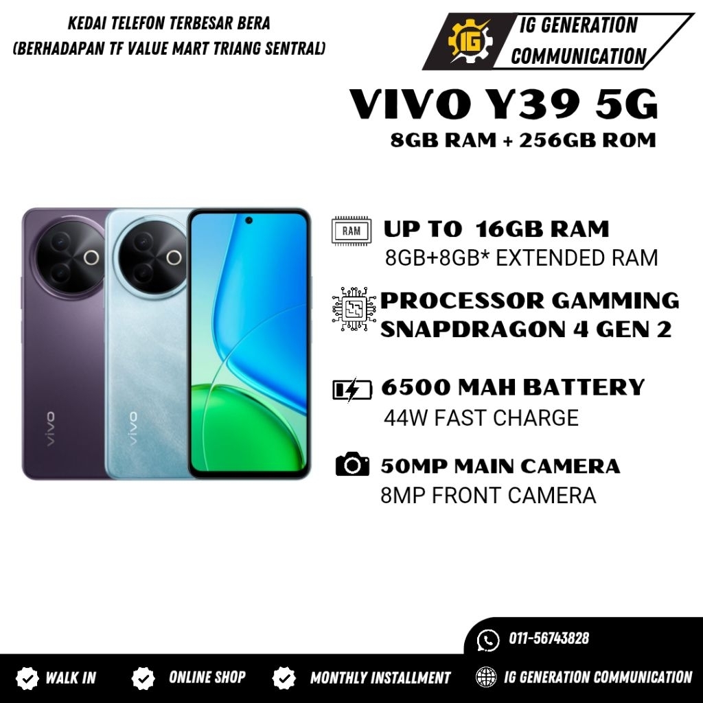 VIVO Y39 5G 6500 MAH BATTERY | AI ERASER | SNAPDRAGON 4 GEN 2 | ULTRA-SMOOTH DISPLAY