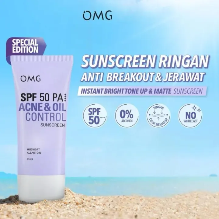 OMG Acne & Oil Control UV Barrier Sunscreen SPF50 PA++++ 25ml BY COSME | Lazada Indonesia