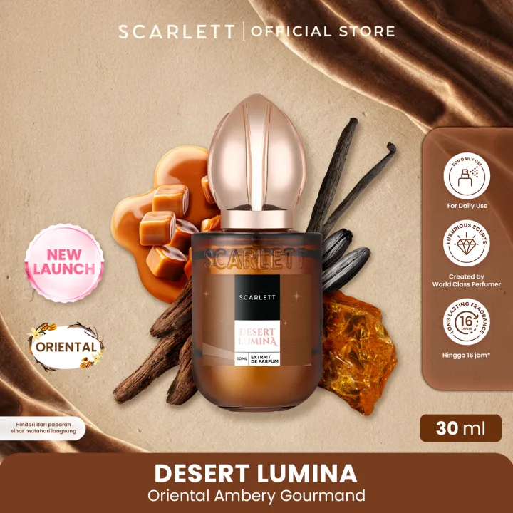 NEW! Scarlett Extrait de Parfum 30ml - Desert Lumina - The Golden Scents - Wangi amber gourmand yang hangat dan manis - Parfum Unisex Pria Wanita Tahan Lama For Daily Use | Lazada Indonesia