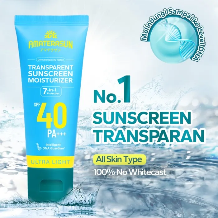 Sunscreen Amaterasun Transparent Sunscreen Moisturizer SPF 40 PA+++ CERTIFIED IN VIVO BPOM Semua Jenis Kulit
