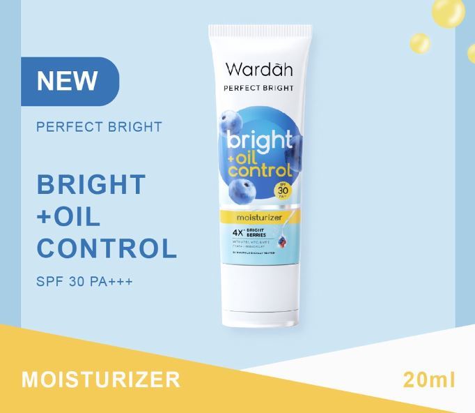 Wardah Perfect Bright Moisturizer Bright + Oil Control SPF 30 PA+++ 20 ml - Kulit Normal Cenderung Bermnyak