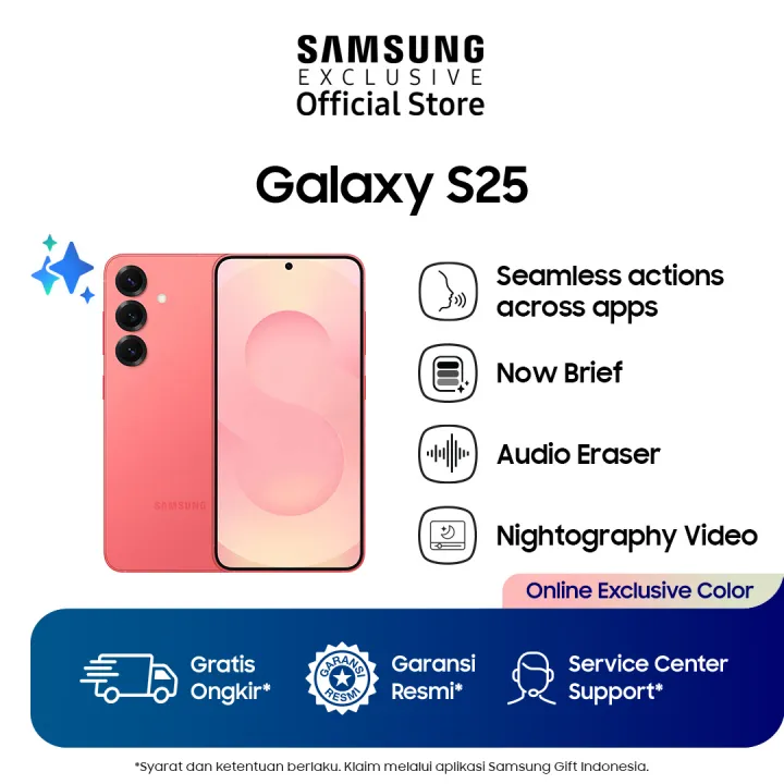 Samsung Galaxy S25 12/512GB Online Exclusive Color - Coralred | Smartphone AI | Galaxy AI | Kamera 50MP | Prosesor Snapdragon 8 Elite | Lazada Indonesia