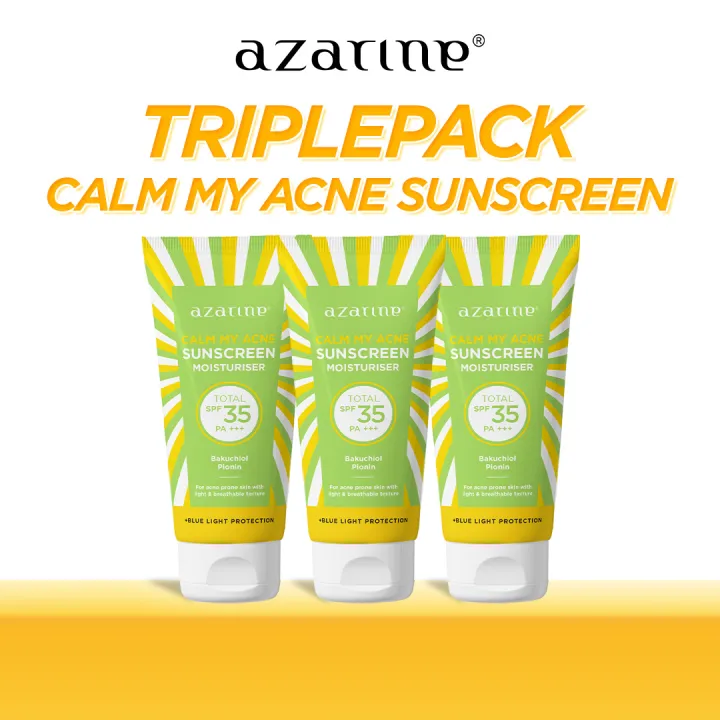 [Triple Pack] Azarine Calm My Acne Sunscreen Moisturiser SPF35 PA+++ [3x40ml]