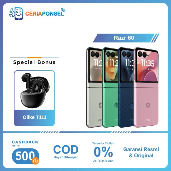Motorola Razr 60 5G 8/256GB Mediatek Dimensity 7400X 50MP 4500mAh | Garansi Resmi Motorola Indonesia 1 Tahun | Lazada Indonesia