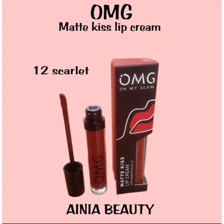 OMG oh my glam Matte kiss lip cream 12 scarlet | Lazada Indonesia