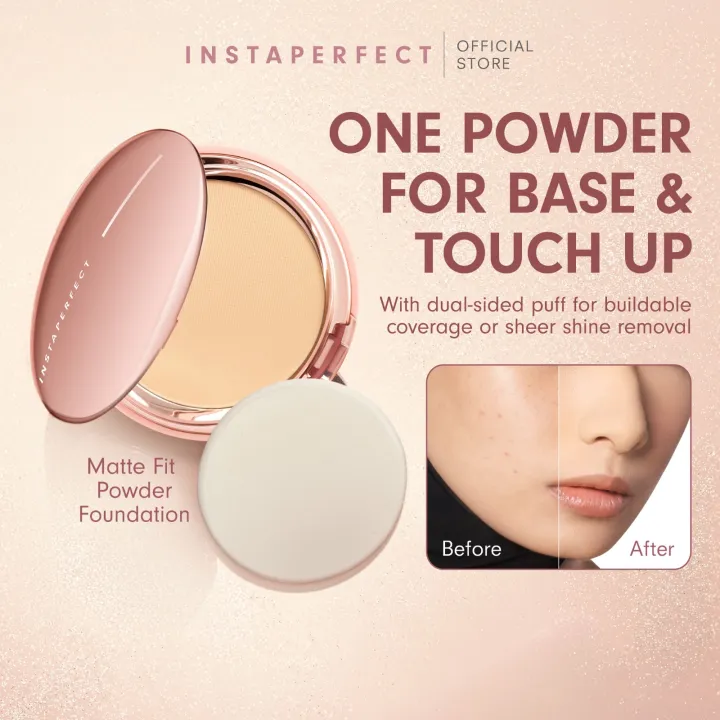 Instaperfect Matte Fit Powder Foundation 13 g - Bedak (Real Skin Cover Setter Smooth Matte Finish SPF 20 PA+++)