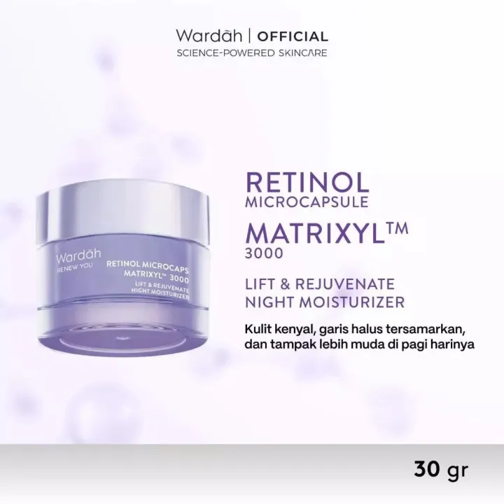 Wardah Renew You Retinol Microcaps Matrixyl 3000 Night Moisturizer 30gr | Krim Malam | Night Cream | Pelembab
