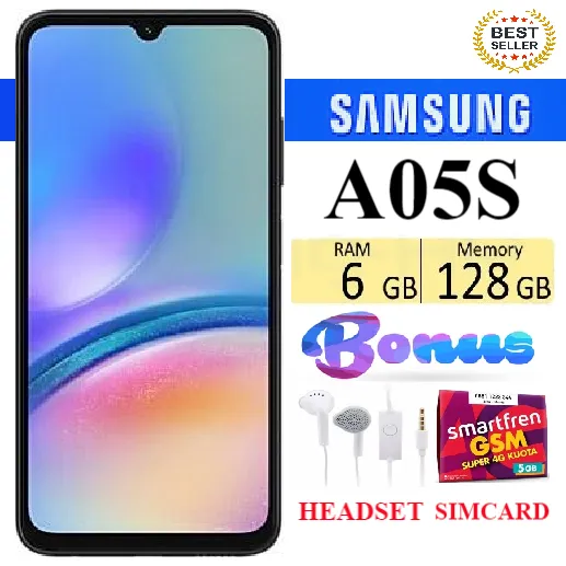 SALE!!! SAMSUNG GALAXY A05S RAM 6/128 GB FULLSET Bergaransi - FREE SIMCARD