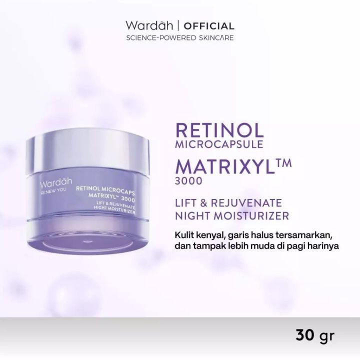 Wardah Renew You Retinol Microcaps Matrixyl 3000 Night Moisturizer 30gr | Krim Malam | Night Cream | Pelembab