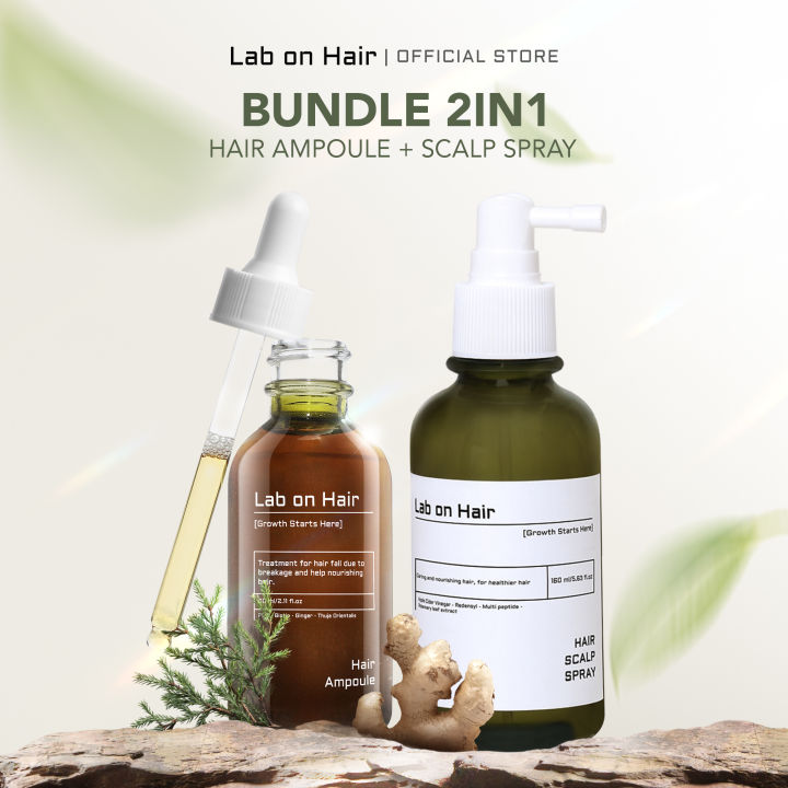 Lab On Hair Bundle Anti Hair Fall Ampoule + Scalp Spray - Paket Ampoule Serum dan Scalp Spray Untuk Mengatasi Rambut Rontok dan Menguatkan Kulit Kepala
