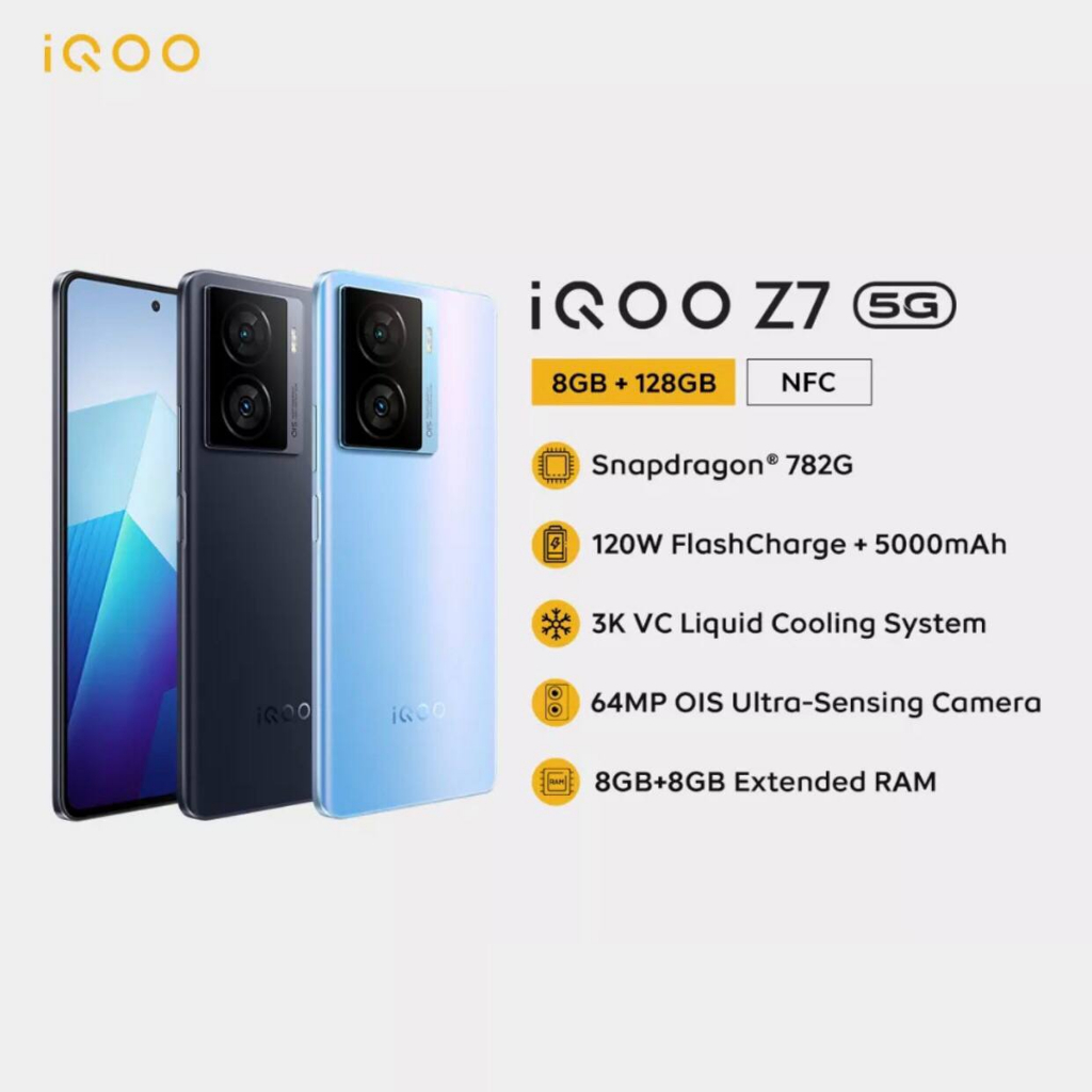 Jual Vivo iQOO Z7 5G [8GB/128GB -12GB/256GB] Snapdragon 782G - 64MP OIS - FlashCharge 120W Garanai Resmi 1 Tahun | Shopee Indonesia