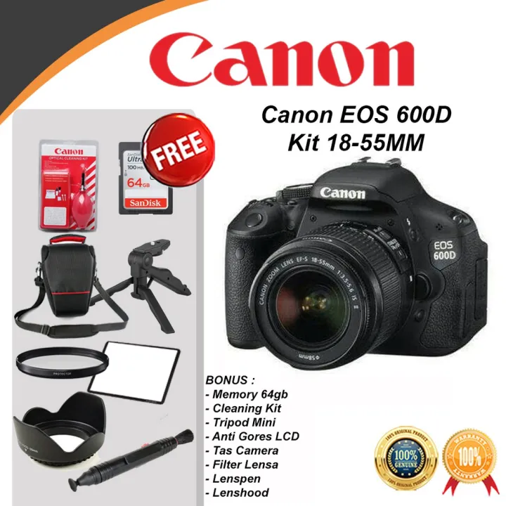 Canon EOS 600D Kit 18-55mm PAKET BONUS - Kamera DSLR Canon