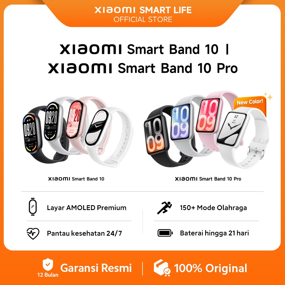 Jual Xiaomi Smart Band 10 Series | Xiaomi Smart Band 10 | Xiaomi Smart Band 10 Pro | Layar AMOLED Premium | Pantau Kesehatan 24 Jam | 150+ Mode Olahraga | Baterai Awet Tahan Lama | Smartwatch Xiaomi [Xiaomi Official Store] | Shopee Indonesia