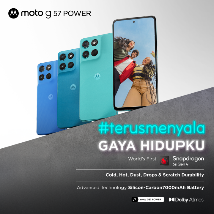 Moto G57 Power 5G - RAMBoost 24GB/256GB - Snapdragon6s Gen4 - Antutu 625K - 7000mAh SiliconCarbon - 50MP Sony LYTIA600 - 8MP Selfie - 6.72" - IP64 GG7i MIL810H - Dolby Stereo | Lazada Indonesia