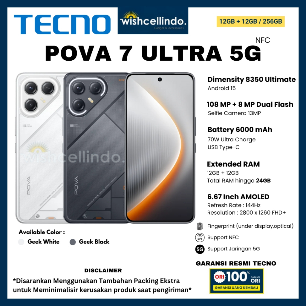 Jual HP TECNO POVA 7 ULTRA 5G 12/256GB, dan POVA 7 CURVE 5G 8/256GB (Garansi Resmi Tecno 1 Tahun) | Shopee Indonesia