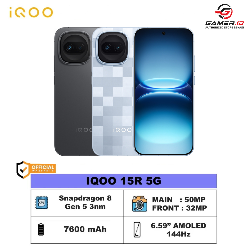 Jual IQOO 15R 5G 12/512 GB Snapdragon 8 Gen 5 144Hz 7600 mAh Garansi Resmi | Shopee Indonesia