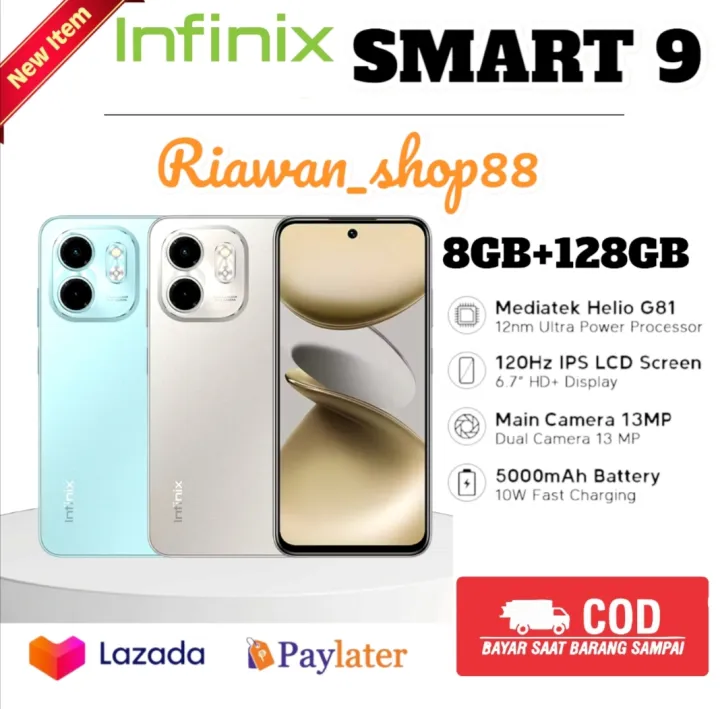 hp infinix smart 9 RAM 8GB/128GB BAT 5000MAH,CAM 13MP, HELIO G81 GARANSI RESMI 1 TAHUN | Lazada Indonesia