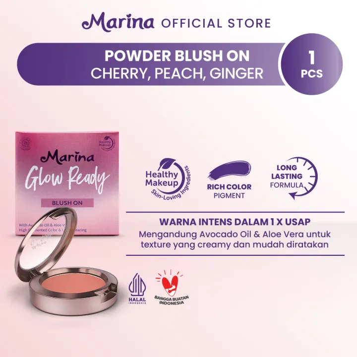 Marina Glow Ready Blush On Powder - Exp : 01.2027 | Lazada Indonesia