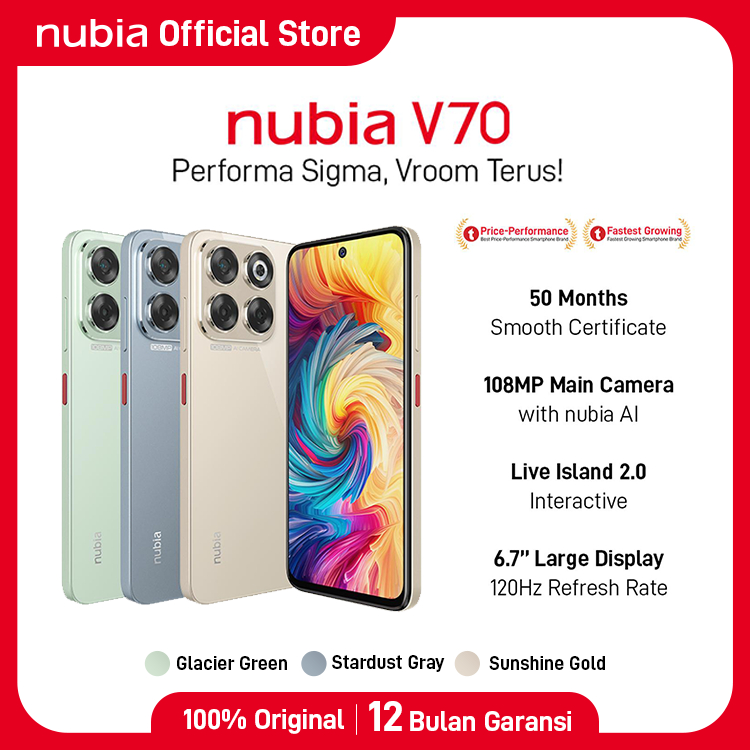 Jual nubia V70 NFC RAM 8GB+12GB ROM 256GB 108MP Ultra Clear Camera 5000 mAh 33W Fast Charging 6.7FHD+ Ultra Smooth Display Garansi Resmi Android | Shopee Indonesia