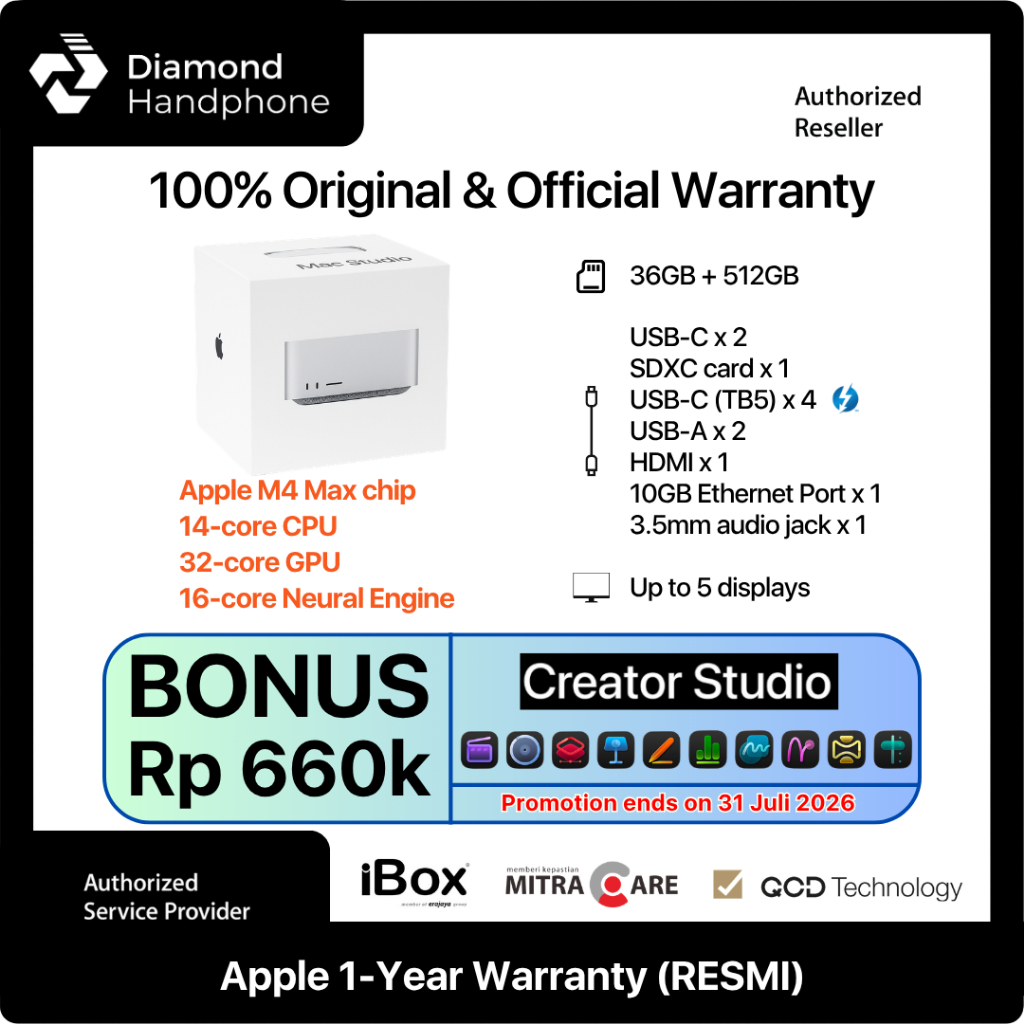 Jual Apple Mac Studio M4 Max 36GB 512GB 36/512GB Garansi Resmi | Shopee Indonesia