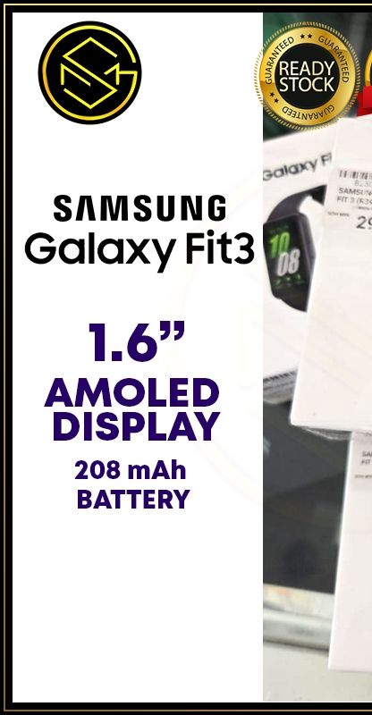 Samsung Galaxy Fit 3 | 1.6" large AMOLED Display | 208mAh Battery | 13 days of battery life Original Malaysi