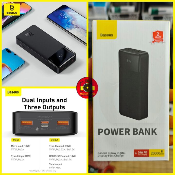 Powerbank Baseus Bipow 20000mah 20W PPBD05 Digital Display | Lazada Indonesia