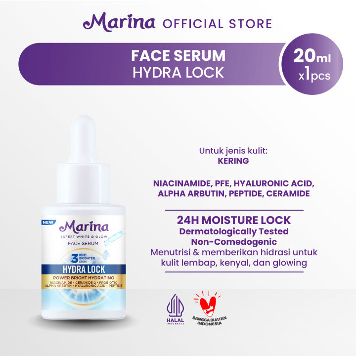 Marina Expert White & Glow Power Bright Face Serum 20ml – Hydra Lock - Exp : 02.2026