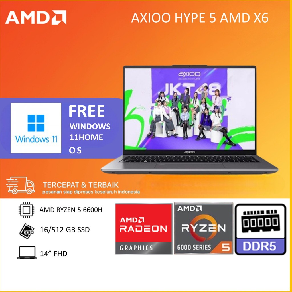 Jual AXIOO HYPE 5 AMD X6 RYZEN 5 6600H RAM 16GB DDR5 512GB W11 14.0FHD | Shopee Indonesia